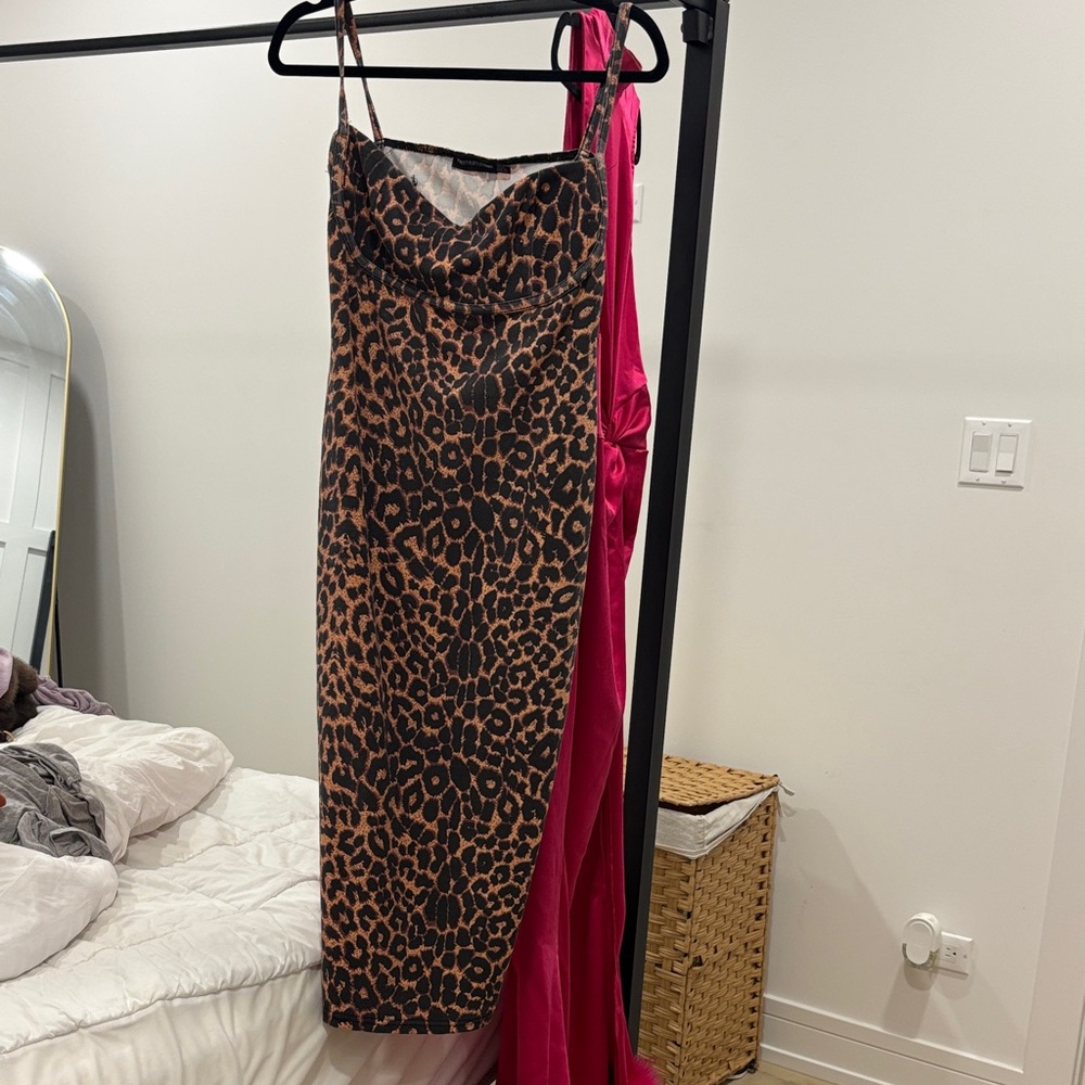 Leopard Print Spaghetti Strap Dress